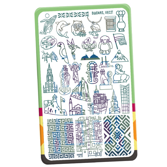 Placa de Stamping Buenas, Veci! - Tiny