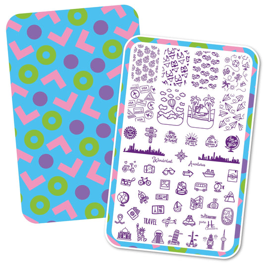 Aventura - hlacosedora - Placa Stamping - Esmalte Stamping - Kit Stamping