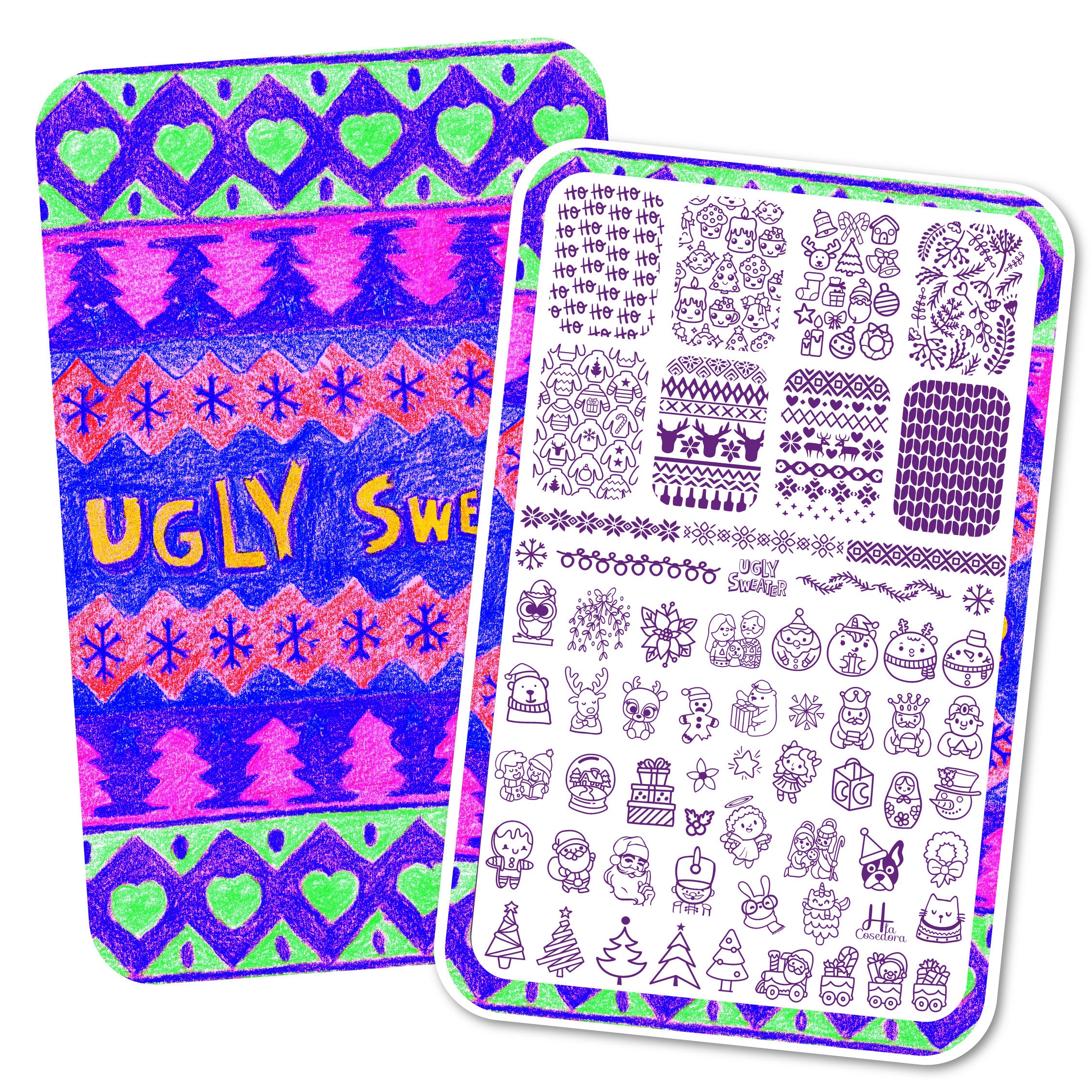 Ugly Sweater - hlacosedora - Placa Stamping - Esmalte Stamping - Kit Stamping - cuidado manos - cuidado uñas