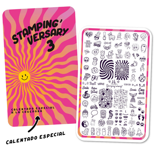 Stamping´Versary 3 - hlacosedora - Placa Stamping - Esmalte Stamping - Kit Stamping - cuidado manos - cuidado uñas